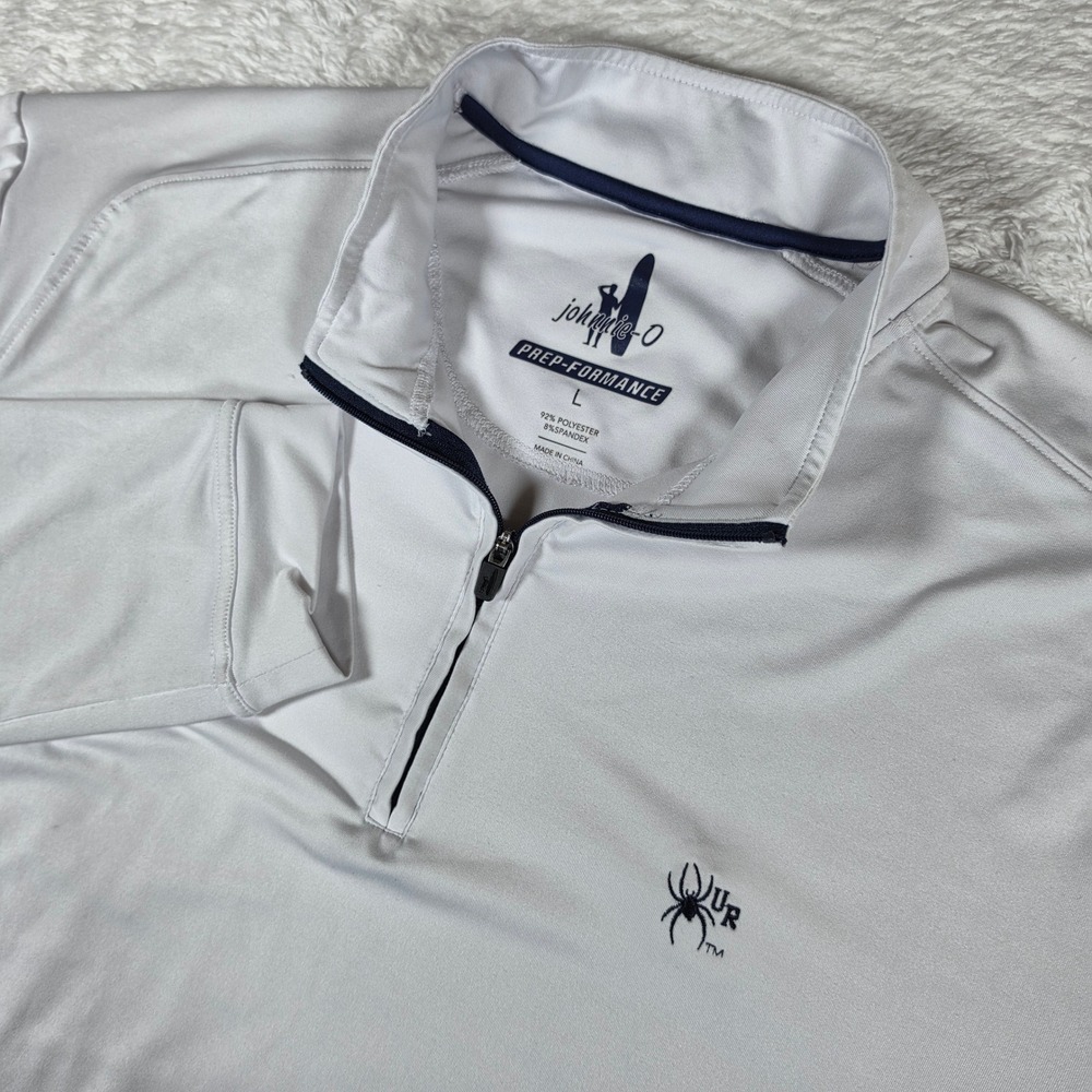 U Of R Johnnie-O JMKO1420 Mens L White Prep-Formance 1/4 Zip Pullover Richmond